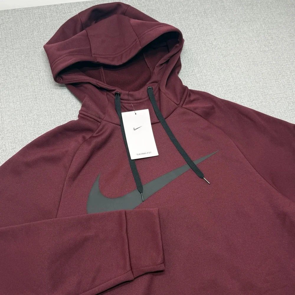 Nike Mens Therma-FIT Pullover Swoosh Hoodie Burgundy Small NWT